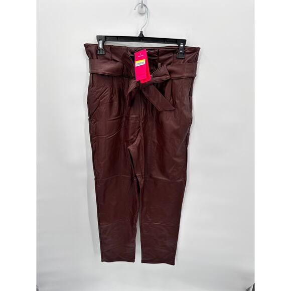 COMMANDO NWT Faux Leather Paperbag Pants in Oxblood // M - Picture 5 of 13